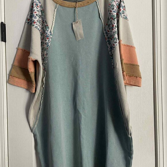 Easel Sweatshirt Dress - NWT - Teal - Small - Picture 3 of 3